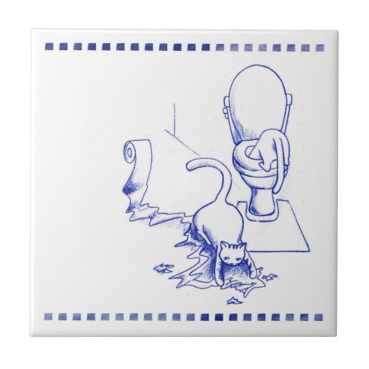 トイレ飲み子ネコ猫バスルームトイレルルック タイル (正面)