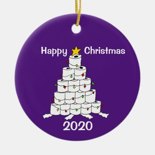 トイレ2020転が年のクリスマスツリー セラミックオーナメント (正面)