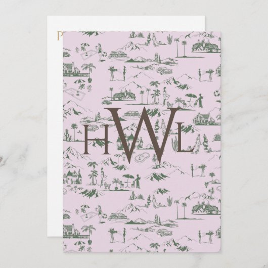 トイレ ピンク モダン ブライダル シャワー 招待状 (正面/裏面)