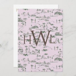 トイレ ピンク モダン ブライダル シャワー 招待状