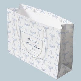 トイレ ブルー ボウ タイング ザ ノット ブルー ブライダル シャワー ラージペーパーバッグ