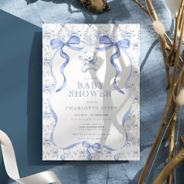 トイレ ベア ブルー ベビー シャワー 招待状