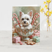 トイロシアのテリア犬クリスマスグリーティングカード カード (黄色い花)