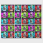 トイロボットカラフルサイファイ銀河系名前をカスタムするレトロ ラッピングペーパー (フラット)