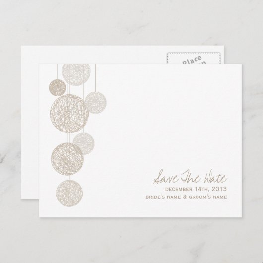 トイングローブモダンウディング日付を保存 案内ポストカード (正面/裏面)