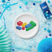 トイ建物レンガカラフル ペーパープレート (パーティー)