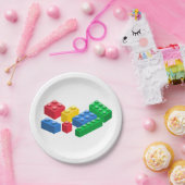 トイ建物レンガカラフル ペーパープレート (パーティー)