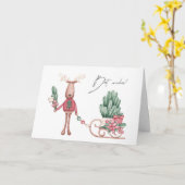 トイ最高のズ・トナカイと松の枝 カード (黄色い花)