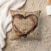 トイ素朴ネハートバフェイクラップジュートカントリー枕 クッション (ブランケット)