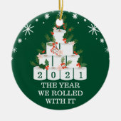 トイ転がレーおもしろい紙クリスマスツリー セラミックオーナメント (正面)