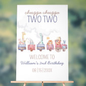 トイ・トレインすべての乗船誕生日招待状、動物園動物 アクリルサイン (ニュートラル)