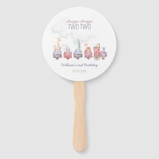 トイ・トレインすべての乗船誕生日招待状、動物園動物 ハンドファン (正面)