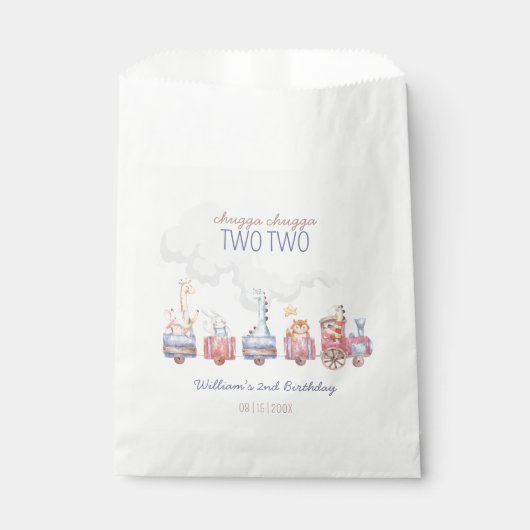 トイ・トレインすべての乗船誕生日招待状、動物園動物 フェイバーバッグ (正面)