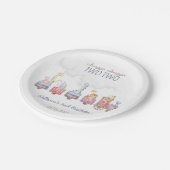 トイ・トレインすべての乗船誕生日招待状、動物園動物 ペーパープレート (アングル)