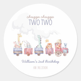 トイ・トレインすべての乗船誕生日招待状、動物園動物 ラウンドシール