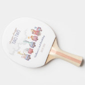 トイ・トレインすべての乗船誕生日招待状、動物園動物 卓球ラケット (横)