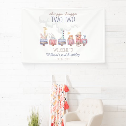 トイ・トレインすべての乗船誕生日招待状、動物園動物 横断幕 (インサイチュ)