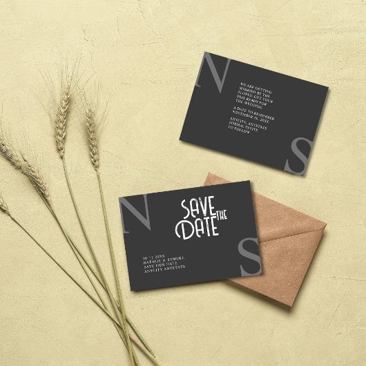 トゥアタラミニマルエレガントリストはっきりしたとイニシャル結婚ズ セーブザデート