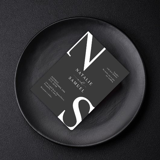 トゥアタラミニマルエレガントリスト&はっきりしたイニシャル結婚ズ 招待状