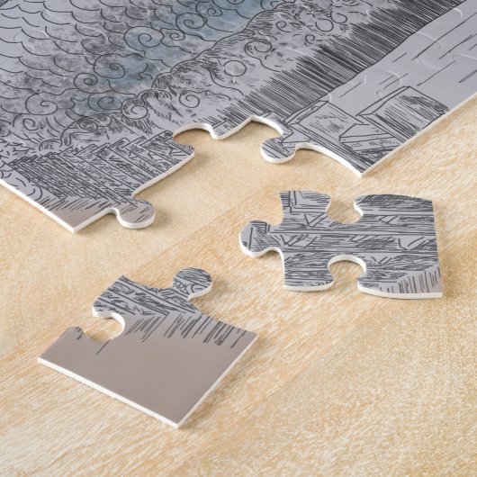 トゥイティエンレイクユドウォーターパークイラストレーション ジグソーパズル (側面)