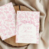 トゥイルドジュイピンクサファリ動物赤ちゃんシャワー 招待状