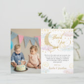 トゥインお洒落クルリトルスターツインズ誕生日写真 サンキューカード (スタンド正面)