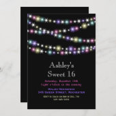 トゥインカラフルクルライツスウィート16パーティの招待状 招待状 (正面/裏面)