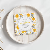 トゥインクルスターイエローアンドグレー誕生日スクエア