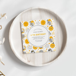 トゥインクルスターイエローアンドグレー誕生日スクエア