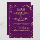 トゥインクルスターズ金ゴールドスパークル結婚ズ 招待状 (正面/裏面)