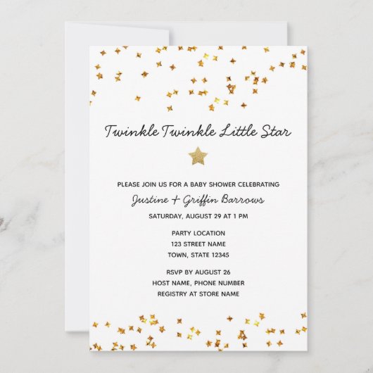 トゥインクルスターベビーシャワー招待状 招待状 (正面)
