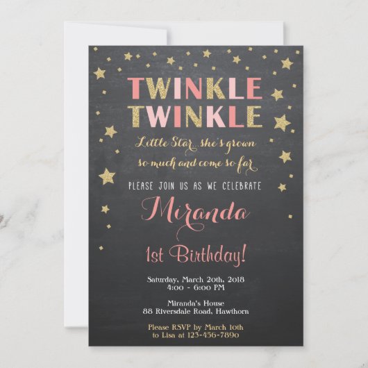 トゥインクルスター招待状/トゥインクルトゥインクル招待状 招待状 (正面)