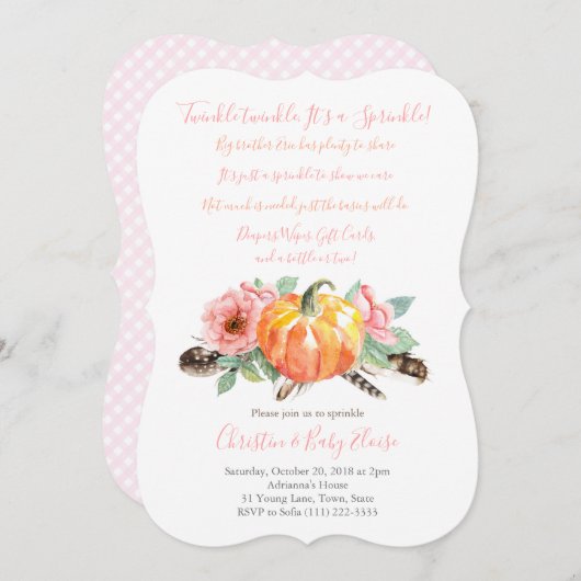 トゥインクルスプリンクル詩かぼちゃのベビースプリンクル少女 招待状 (正面/裏面)