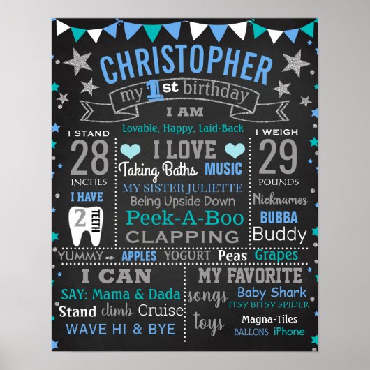 トゥインクルティウンクルリトルスターファースト誕生日ボード ポスター (正面)