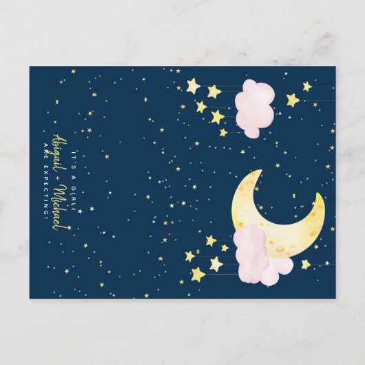 トゥインクルトゥインクルガールバジェットベビーシャワー招待状 ポストカード (裏面)