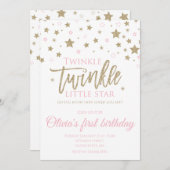 トゥインクルトゥインクルリトルスターの最初の誕生日招待状 招待状 (正面/裏面)