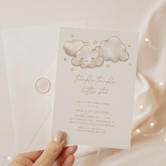 トゥインクルトゥインクルリトルスターアイボリーベビーシャワー 招待状
