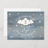 トゥインクルトゥインクルリトルスターウォーターカラー誕生日 インビテーションポストカード (正面/裏面)