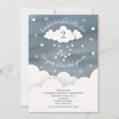 トゥインクルトゥインクルリトルスターウォーターカラー誕生日 招待状 (正面)