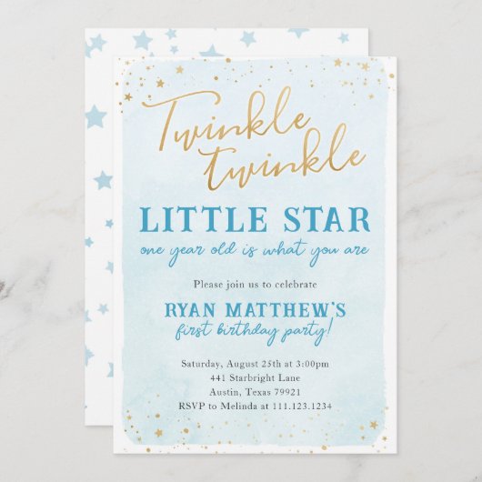 トゥインクルトゥインクルリトルスターパーティの招待状 招待状 (正面/裏面)