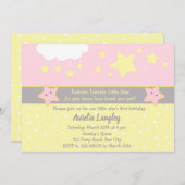 トゥインクルトゥインクルリトルスターベビーガールシャワー 招待状 (正面/裏面)