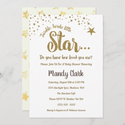 トゥインクルトゥインクルリトルスターベビーシャワー招待状 招待状 (正面/裏面)