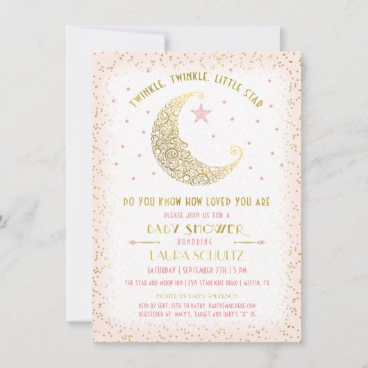 トゥインクルトゥインクルリトルスターベビーシャワー招待状 招待状 (正面)