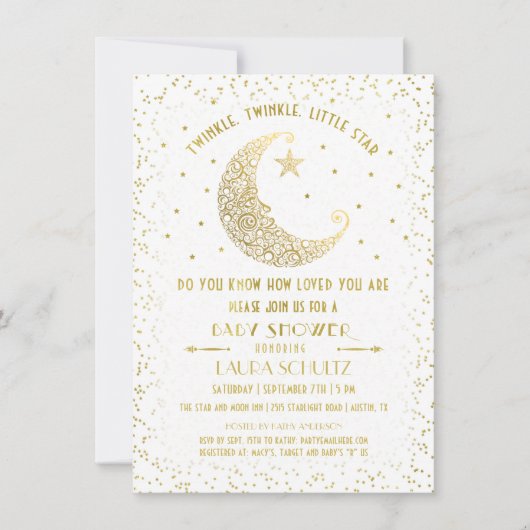 トゥインクルトゥインクルリトルスターベビーシャワー招待状 招待状 (正面)
