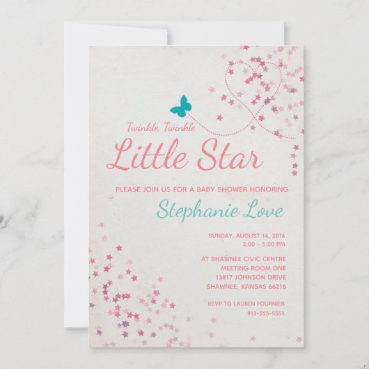 トゥインクルトゥインクルリトルスターベビーシャワー招待状 招待状 (正面)