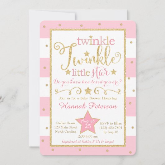 トゥインクルトゥインクルリトルスターベビーシャワー招待状 招待状 (正面)