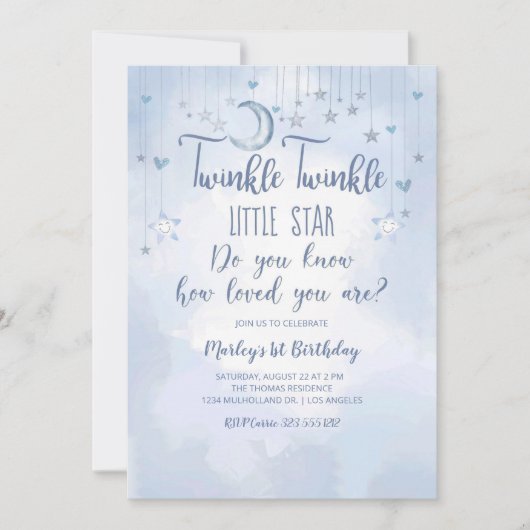 トゥインクルトゥインクルリトルスターマジカル誕生日 招待状 (正面)