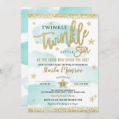 トゥインクルトゥインクルリトルスター男の赤ちゃんシャワー 招待状 (正面/裏面)