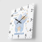 トゥインクルトゥインクルリトルスター男の赤ちゃんテディベアスクエア スクエア壁時計 (傾斜)