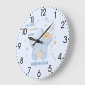 トゥインクルトゥインクルリトルスター男の赤ちゃんテディベア ラージ壁時計 (傾斜)